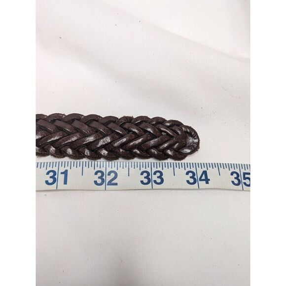 Vintage Limited Brown Woven Leather Silvertone Buckle Belt, SM - Picture 6 of 7